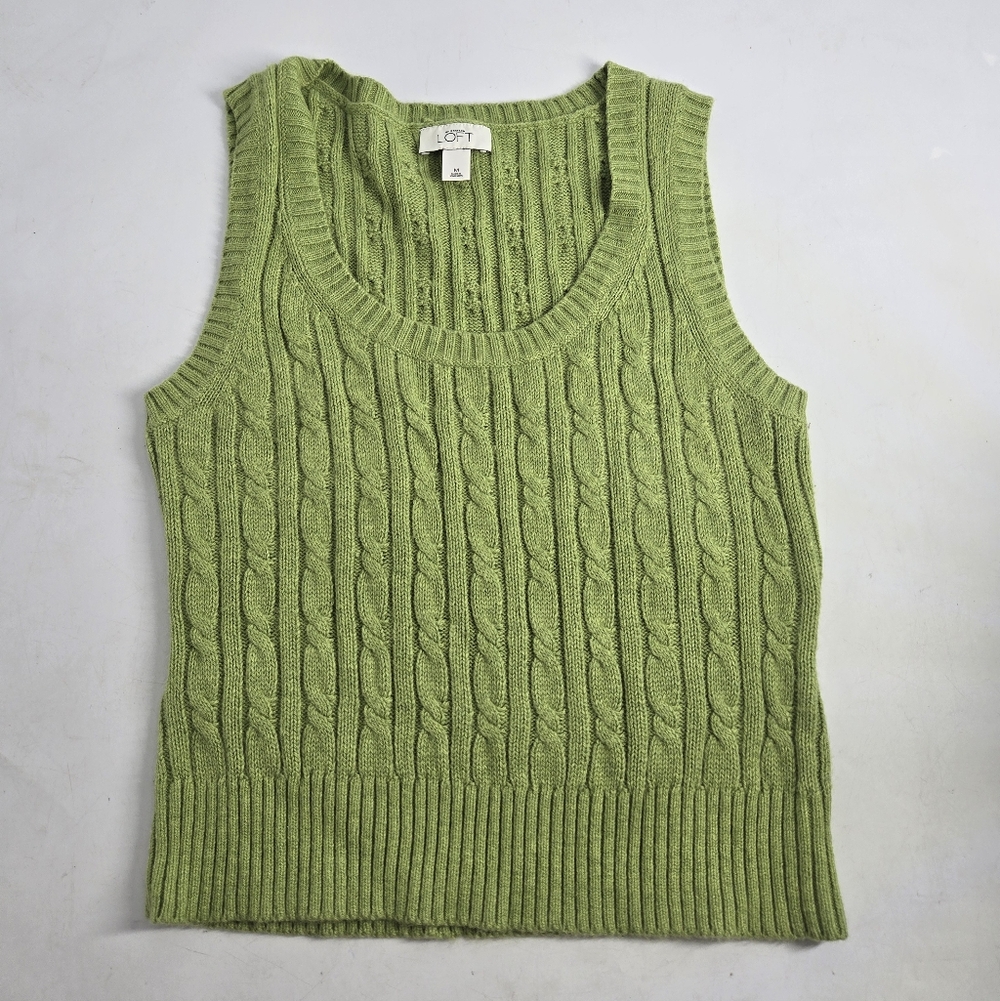LOFT Green Cable Knit Sweater Vest M